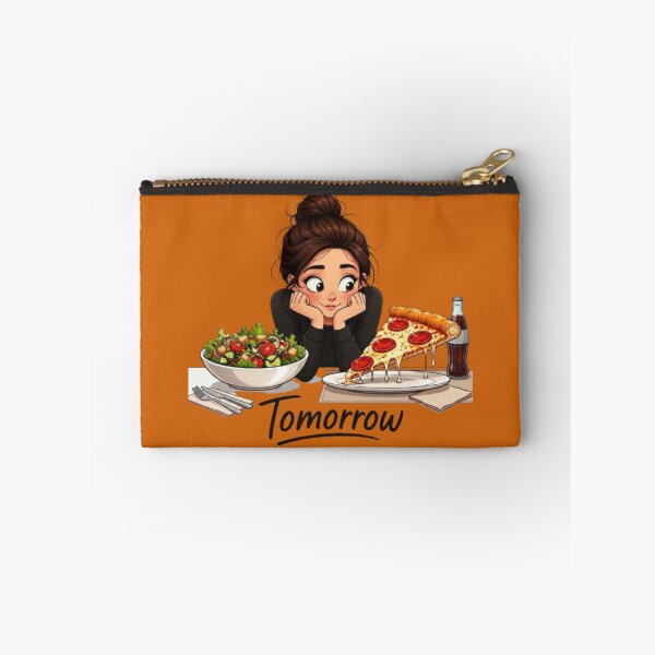 Item preview, Diet Tomorrow Funny Girl Choosing Pizza Over Salad Illustration designed and sold by Northern Glow Art.