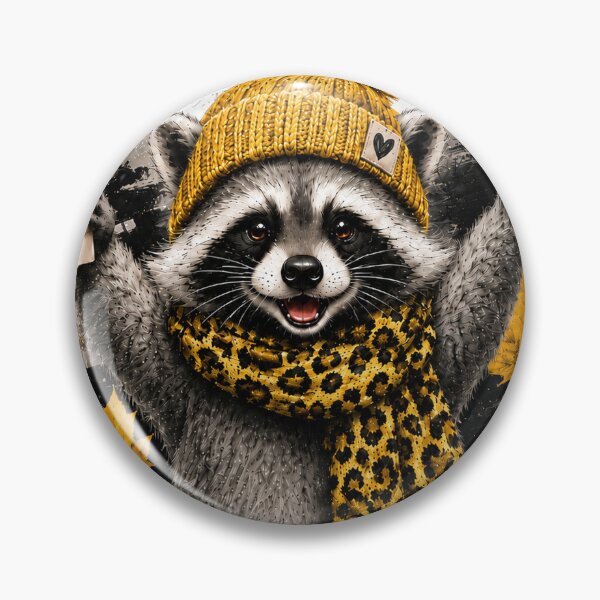 Item preview, Cute Trash Panda Raccoon Wearing Beanie And Leopard Scarf Holding Coffee designed and sold by Unique personality⭐⭐⭐⭐⭐.