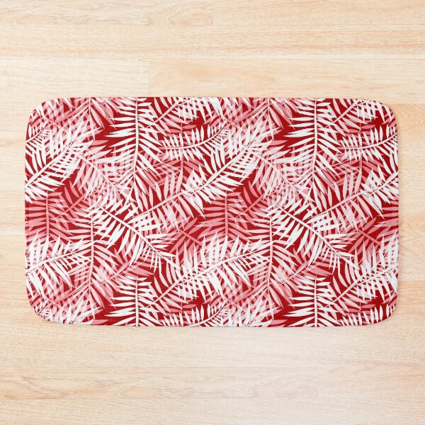 Item preview, Palm leaves white and red retro tropical pattern designed and sold by fuzzyfox.
