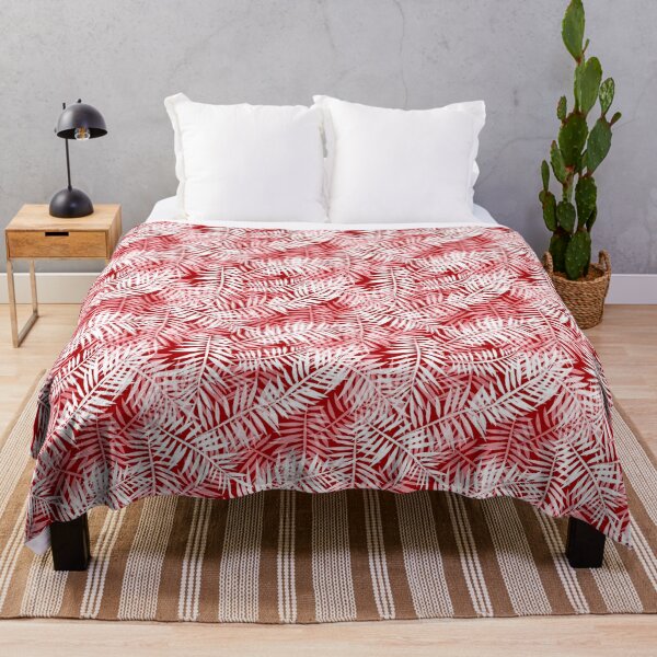 Item preview, Palm leaves white and red retro tropical pattern designed and sold by fuzzyfox.
