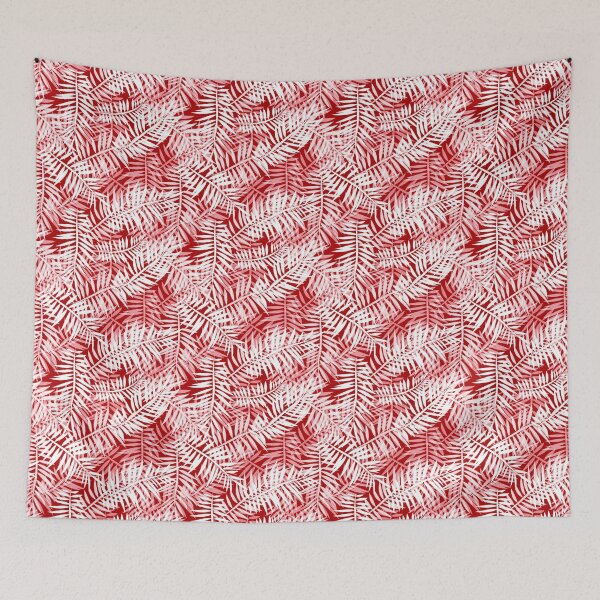 Item preview, Palm leaves white and red retro tropical pattern designed and sold by fuzzyfox.