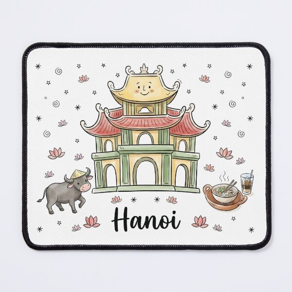 Item preview, Cute Hanoi Pagoda Vietnam Doodle Art designed and sold by RamyGallery.