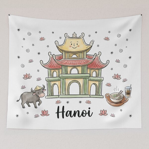Item preview, Cute Hanoi Pagoda Vietnam Doodle Art designed and sold by RamyGallery.