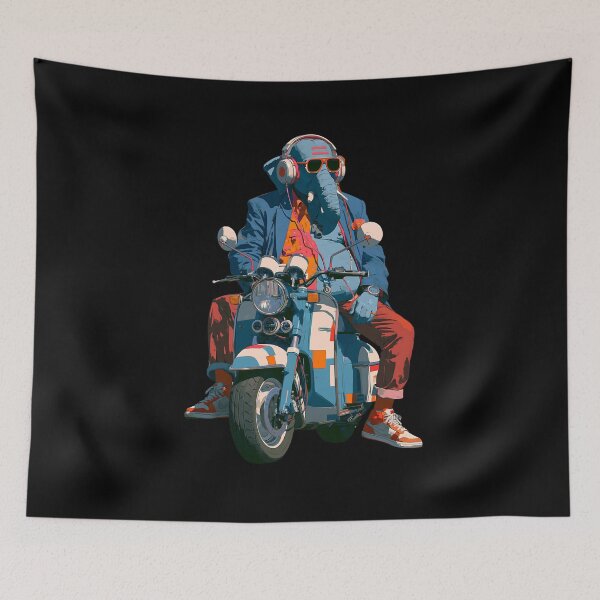 Item preview, Cool Elephant Riding Classic Scooter Blue Blazer Pop Art designed and sold by PANNARUK THAILAND.