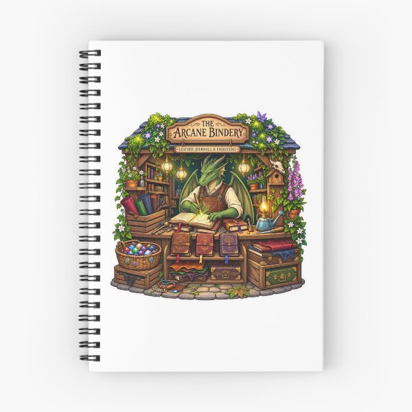 Item preview, The Arcane Bindery | Magical Dragon Bookbinder | Fantasy Leather Journals designed and sold by MrDev.