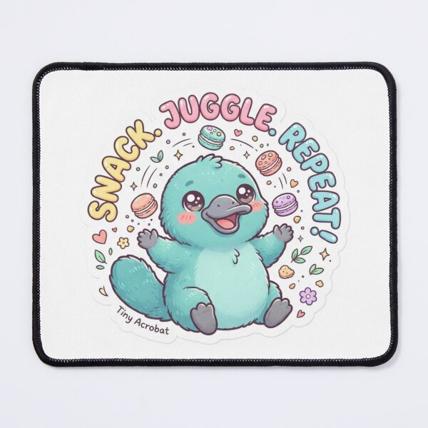 Item preview, Teal Platypus – Kawaii "Snack Juggle Repeat" Sticker designed and sold by Chipkooo.