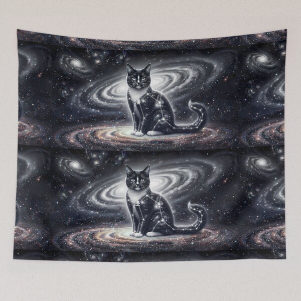 Item preview, Cosmic Tuxedo Cat: Starlight Gentleman & Monochrome Galaxy Guardian designed and sold by SOOstudio73.