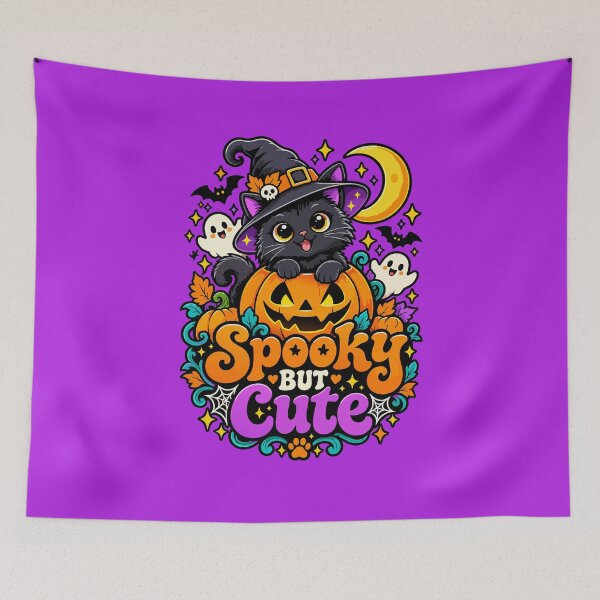 Item preview, Spooky But Cute Black Cat Witch – Cute Halloween Design designed and sold by ArtByBoya.