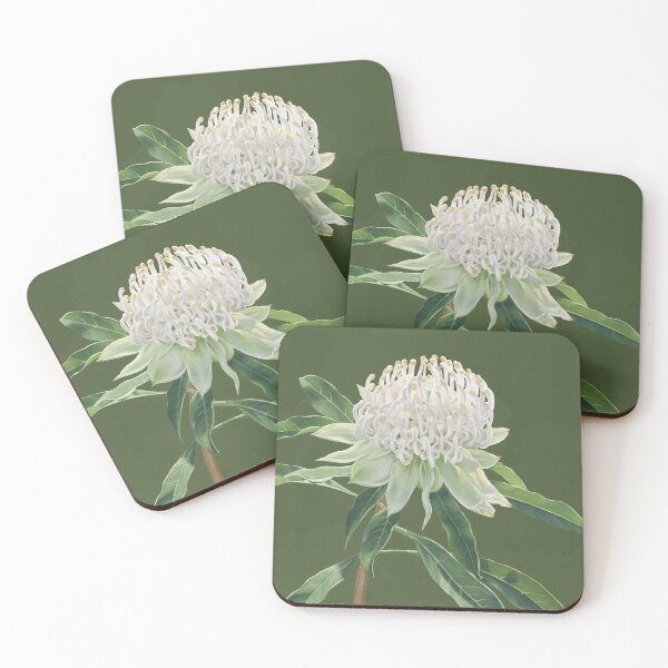 Item preview, White Waratah Australian Botanical Watercolor designed and sold by GabrielleStudio.