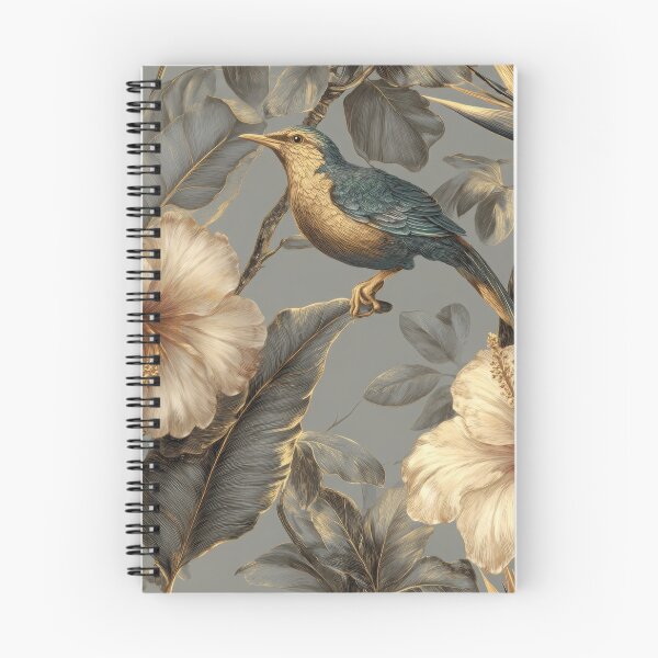 Item preview, Vintage Golden Hibiscus and Tropical Bird Pattern designed and sold by ImPlyDesign.