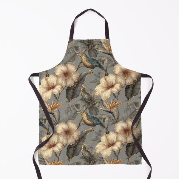 Item preview, Vintage Golden Hibiscus and Tropical Bird Pattern designed and sold by ImPlyDesign.
