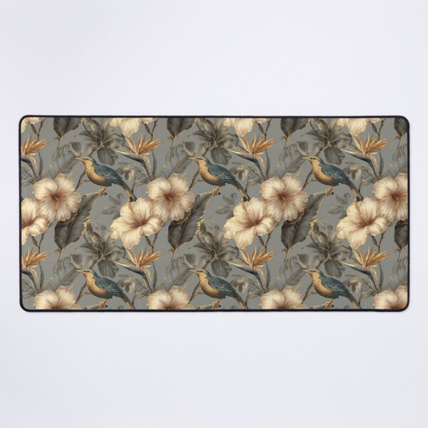 Item preview, Vintage Golden Hibiscus and Tropical Bird Pattern designed and sold by ImPlyDesign.