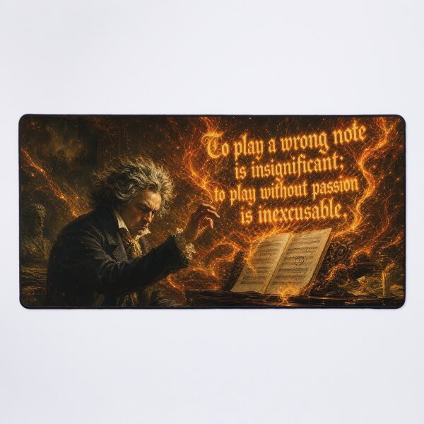 Item preview, Beethoven Quote: To play without passion is inexcusable - Dark Academia Classical Music Piano Art designed and sold by DoReMiStudio.