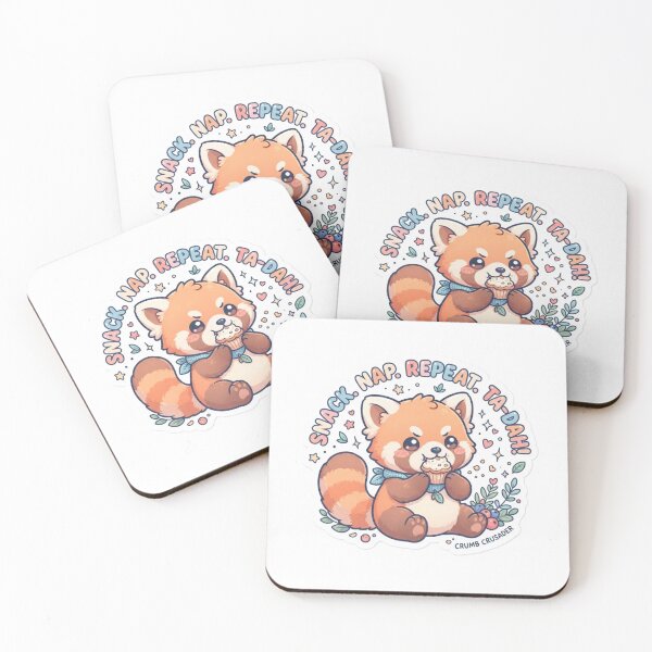 Item preview, Red Panda – Kawaii "Snack Nap Repeat Ta-Dah" Sticker designed and sold by Chipkooo.
