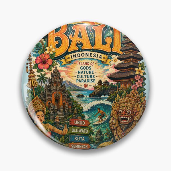 Item preview, Bali Indonesia Island of Gods Vintage Travel Poster designed and sold by Skyrocketz.