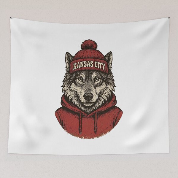 Item preview, Kansas City Wolf Fan Beanie Vintage Sports Illustration designed and sold by SarahLeon77822.