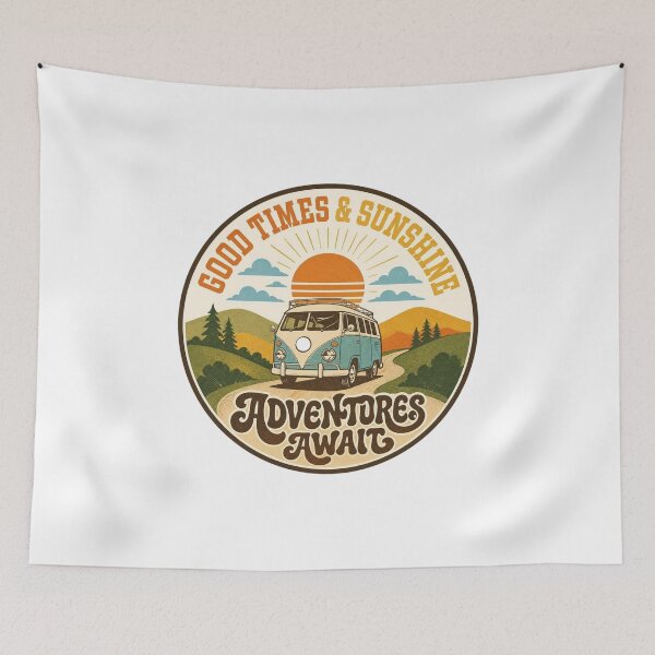 Item preview, Retro Good Times and Sunshine Adventures Await Camper Van designed and sold by FestivityFinds.