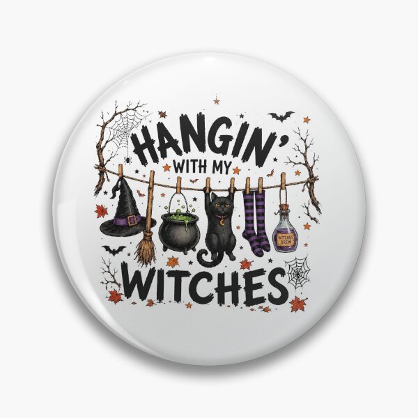 Item preview, Hangin' With My Witches Shirt, Funny Witch Halloween Shirt, Black Cat Graphic designed and sold by flory-baff-mint.