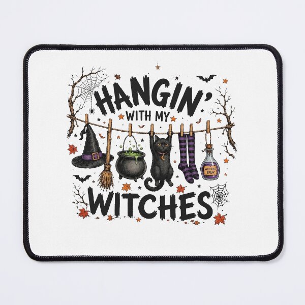 Item preview, Hangin' With My Witches Shirt, Funny Witch Halloween Shirt, Black Cat Graphic designed and sold by flory-baff-mint.