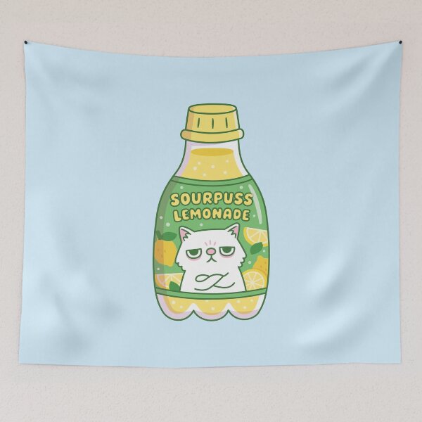 Item preview, Funny Grouchy Cat Sourpuss Lemonade Bottle designed and sold by rustydoodle.