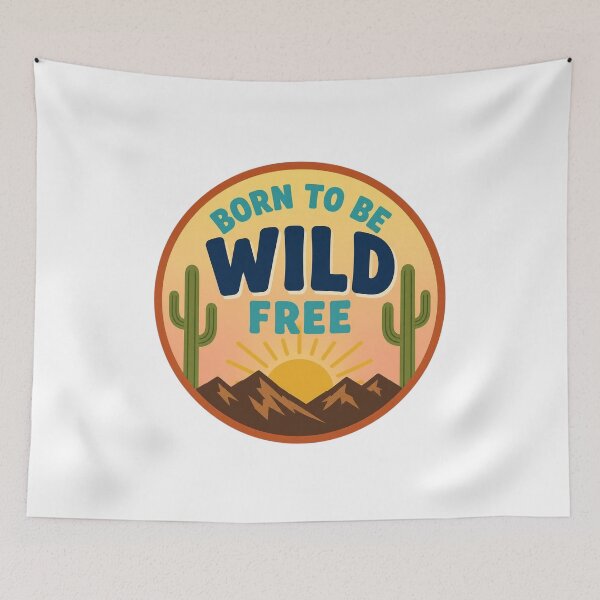 Item preview, Retro Born To Be Wild Free Cactus Desert Sunset designed and sold by FestivityFinds.
