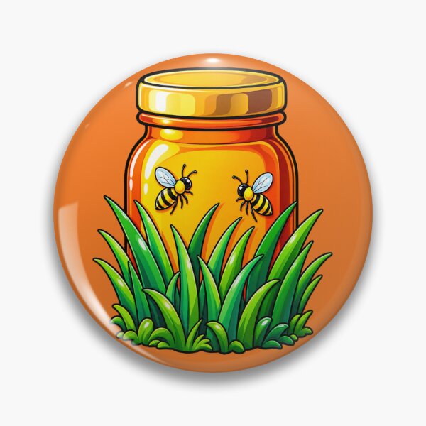 Item preview, Vintage Honey Jar with Cute Bees & Wild Grass Sticker designed and sold by Hari Arts.