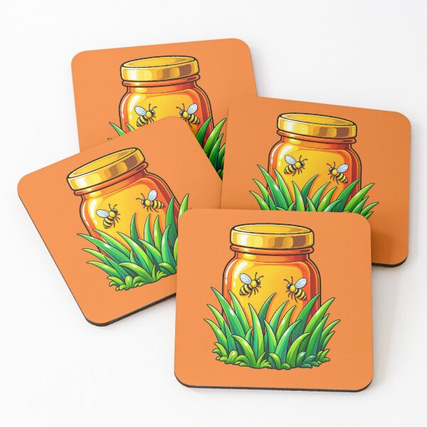Item preview, Vintage Honey Jar with Cute Bees & Wild Grass Sticker designed and sold by Hari Arts.