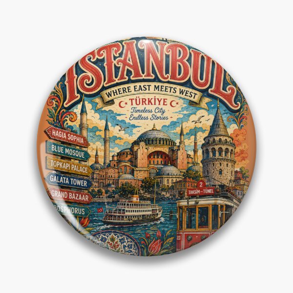 Item preview, Istanbul Türkiye Where East Meets West Vintage Travel Poster designed and sold by Skyrocketz.