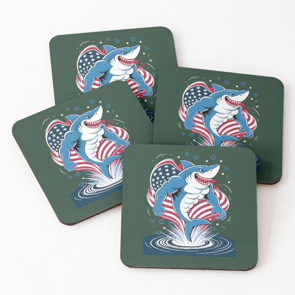 Item preview, Shark American Flag Usa 4Th Of July Funny Boys Girls Kids 321 designed and sold by Indulgentjapan.