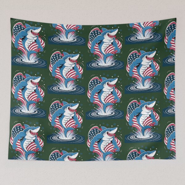 Item preview, Shark American Flag Usa 4Th Of July Funny Boys Girls Kids 321 designed and sold by Indulgentjapan.