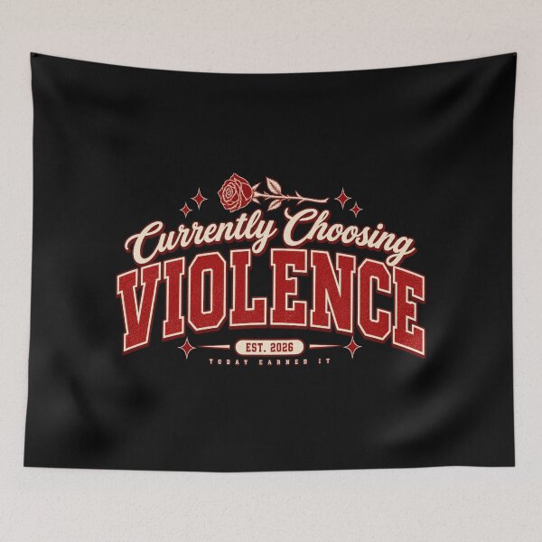 Item preview, Currently Choosing Violence Tee, Retro Varsity Attitude Graphic designed and sold by PhylonBoxx.