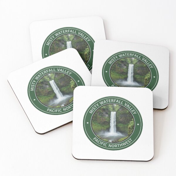 Item preview, Misty Waterfall Valley Pacific Northwest Forest Badge designed and sold by FestivityFinds.