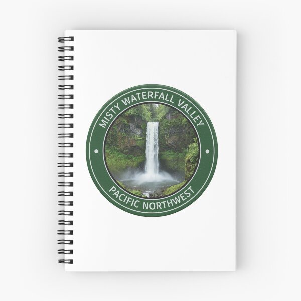 Item preview, Misty Waterfall Valley Pacific Northwest Forest Badge designed and sold by FestivityFinds.