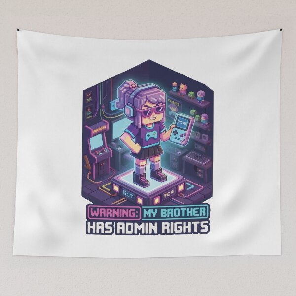 Item preview, My Brother Has Admin Rights Funny Sibling Gamer Pixel Art designed and sold by AmberlightArt.