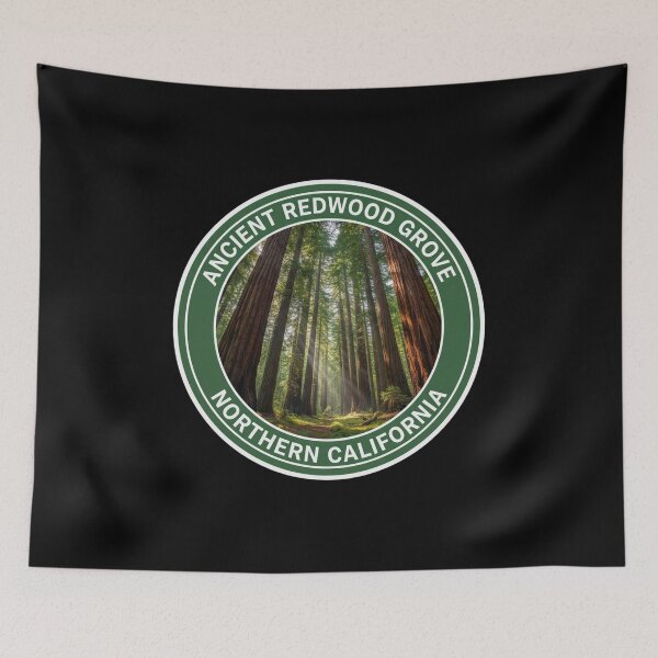 Item preview, Ancient Redwood Grove Northern California Forest Badge designed and sold by FestivityFinds.