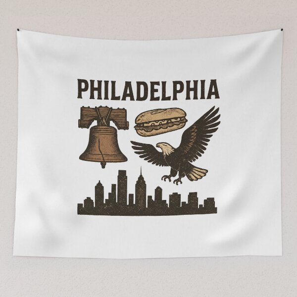 Item preview, Philadelphia City Icons Vintage Collage designed and sold by MaryBenne69623.
