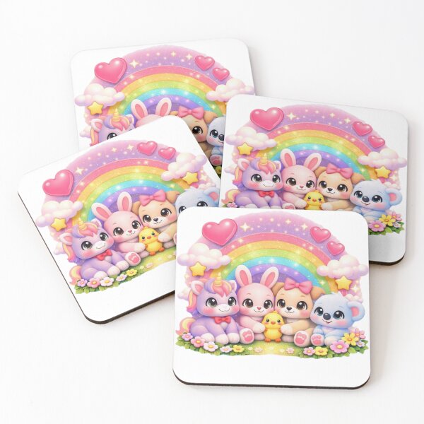 Item preview, Arcoíris Brillante Kawaii – Amigos Pastel Mágicos” designed and sold by yuliettestore.