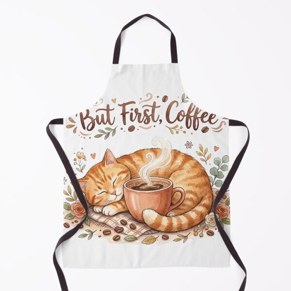 Item preview, But First Coffee Cute Sleeping Cat Vintage Floral designed and sold by AmberlightArt.