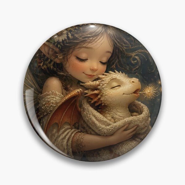Item preview, Fairy Cuddling Baby Dragon with Dandelion Seeds designed and sold by sigmaartstudio.