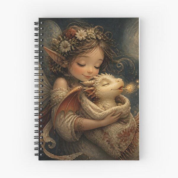 Item preview, Fairy Cuddling Baby Dragon with Dandelion Seeds designed and sold by sigmaartstudio.