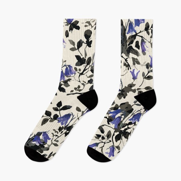 Item preview, Periwinkle Floral Silhouette Pattern – Vintage Ink Botanical Print designed and sold by FawnFeatherCo.