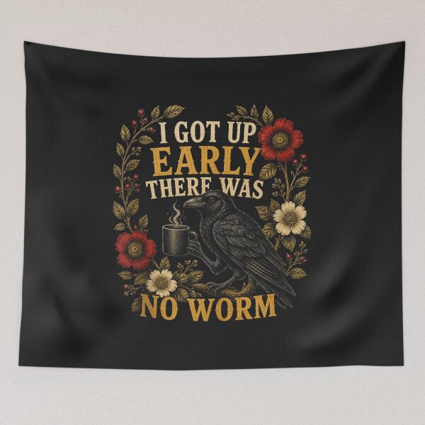 Item preview, Vintage Raven Coffee I Got Up Early There Was No Worm designed and sold by abig-eiyana.