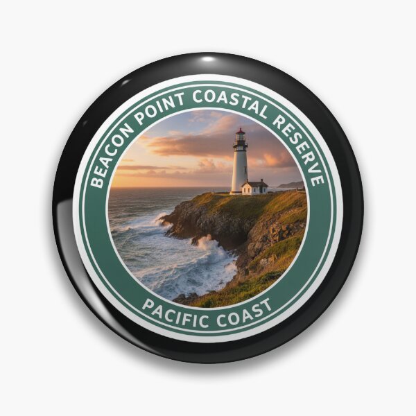 Item preview, Beacon Point Coastal Reserve Lighthouse Pacific Coast Badge designed and sold by FestivityFinds.