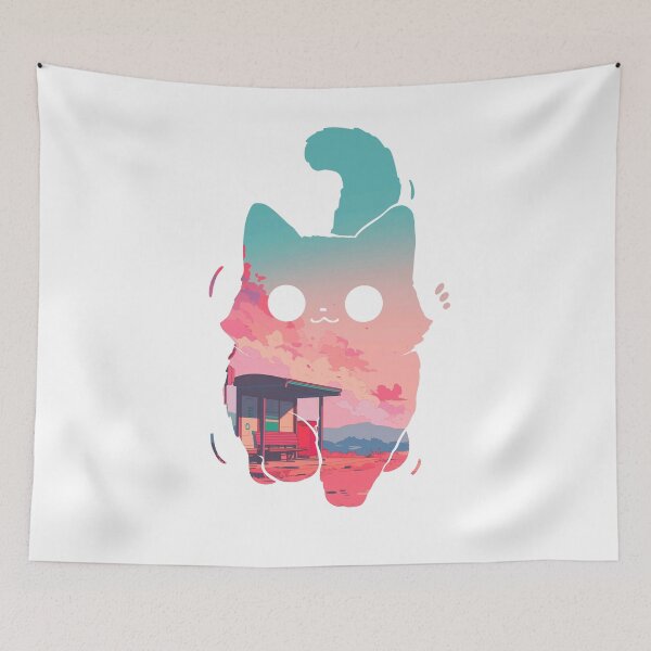 Item preview, Anime Cat Sunset Landscape designed and sold by mustbewhy.