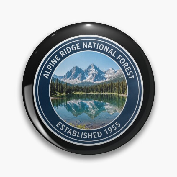 Item preview, Alpine Ridge National Forest Established 1955 Mountain Lake Badge designed and sold by FestivityFinds.