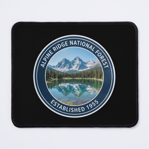 Item preview, Alpine Ridge National Forest Established 1955 Mountain Lake Badge designed and sold by FestivityFinds.