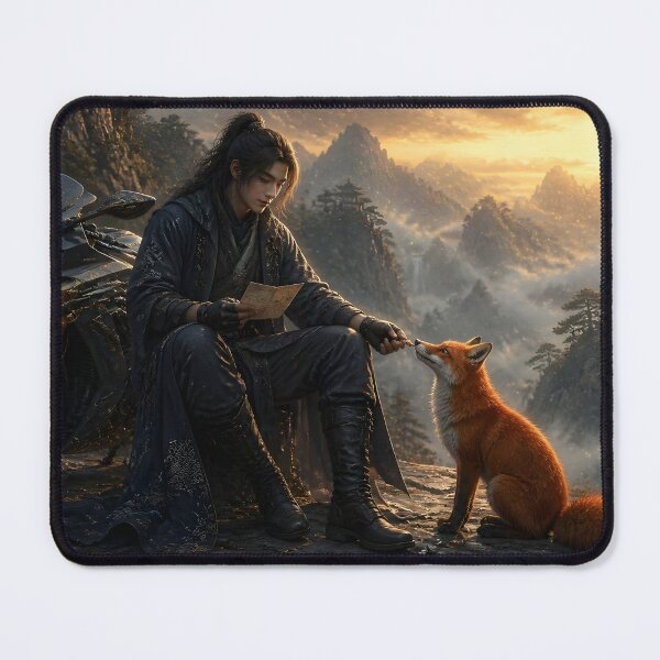 Item preview, Wanderer Fox and Motorcycle at Dawn designed and sold by sigmaartstudio.