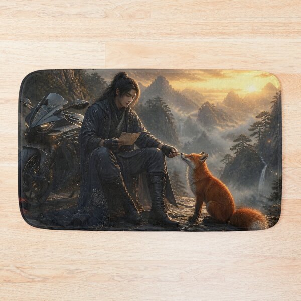 Item preview, Wanderer Fox and Motorcycle at Dawn designed and sold by sigmaartstudio.