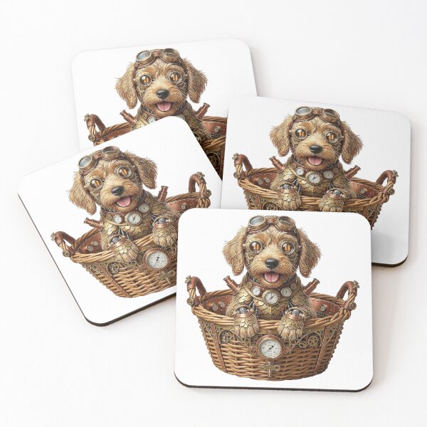 Item preview, Labrador Puppy Dog In A Basket SteamPunk designed and sold by MarigoldenSoul.