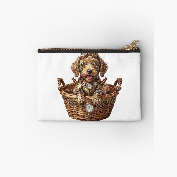 Aperçu de l'œuvre Chiot Labrador dans un panier Steampunk créée et vendue par MarigoldenSoul.